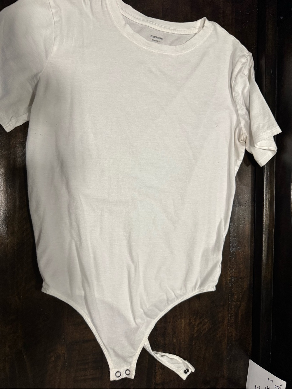 Express White Short-Sleeve Bodysuit Top